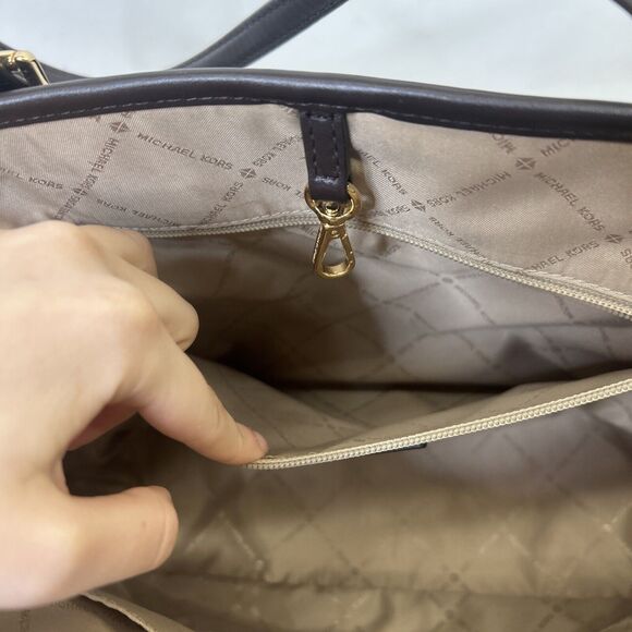 MICHAEL KORS Jet Set Charm Multi Carryall Tote Brown/Ivory LOGO Pattern Purse - Picture 16 of 16